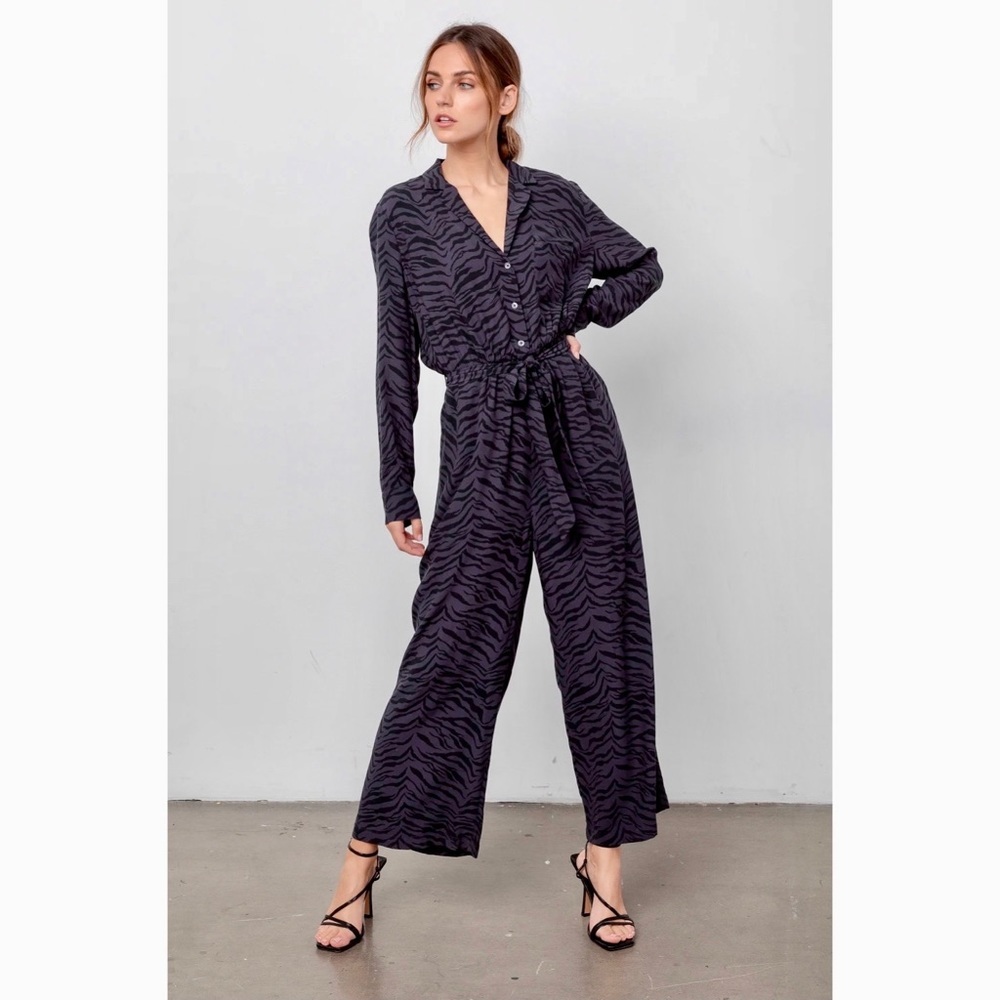 Rails Callan Tiger Stripe Belted Wide Leg Jumpsuit